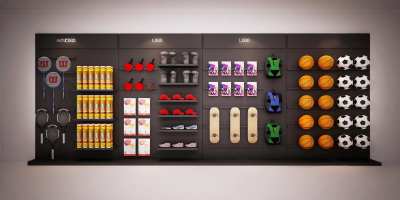 现代体育用品展架3D模型下载